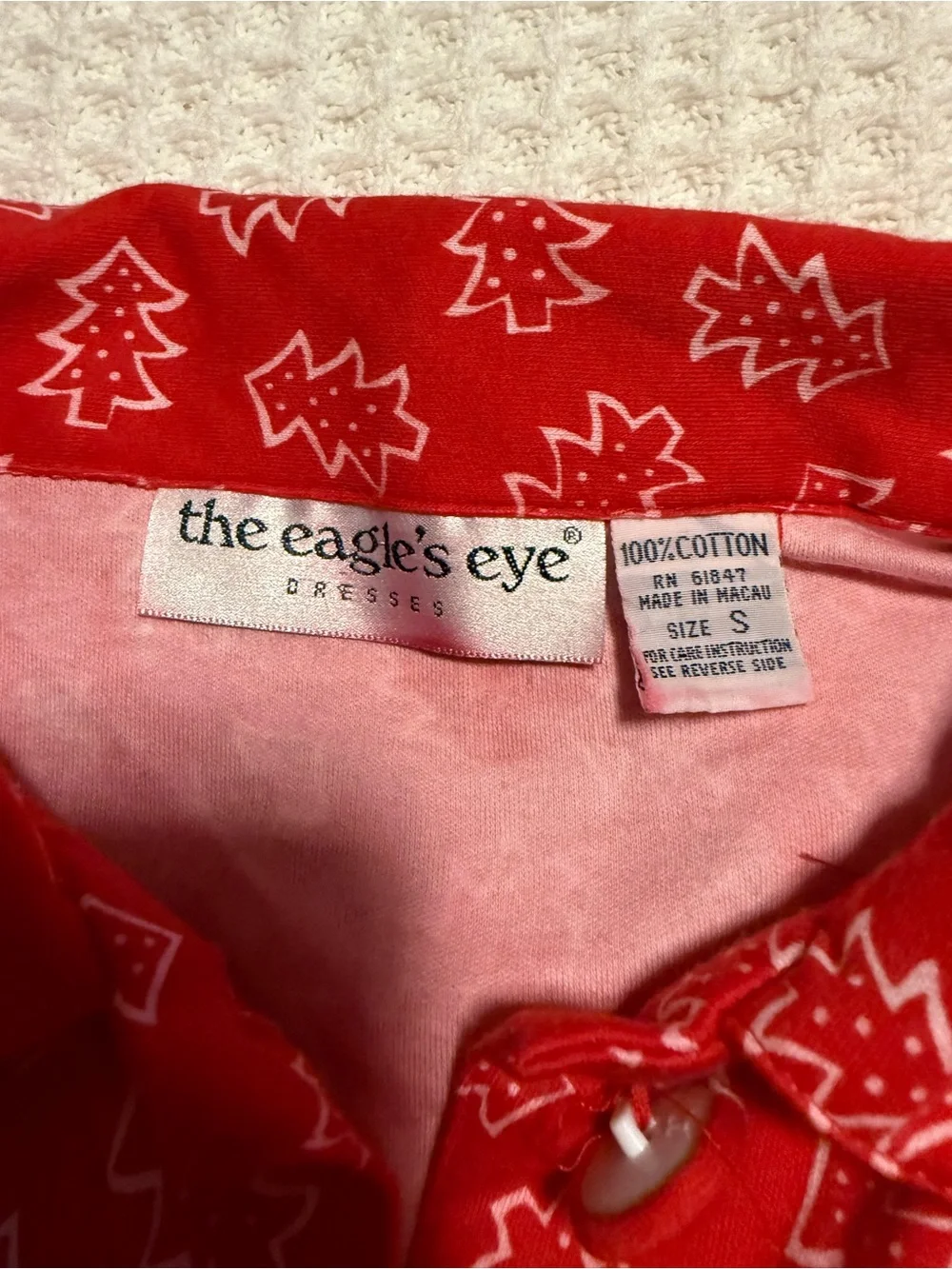 Vintage Eagle’s Eye Christmas Tree Print Matching Skirt Set Small Cotton